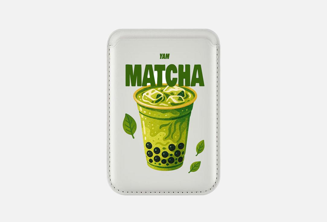Изображение товара Картхолдер на телефон YamCase Matcha с MagSafe, искусственная кожа, зеленый дизайн
