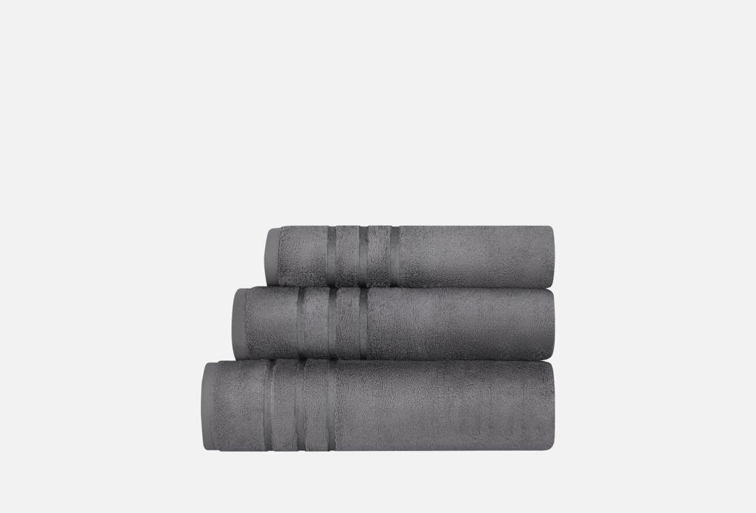 Изображение товара Набор махровых полотенец BELLEHOME Акито антрацит 50x70 50x100 70x140 см