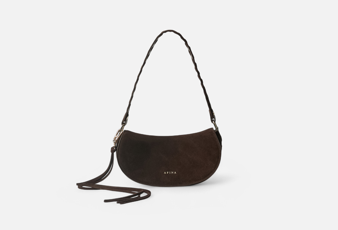 Изображение товара Стильная женская замшевая сумка-багет Afina 768 с ручкой и подвесом