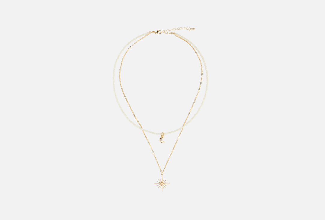 Изображение товара Двойной чокер AMI Гармония света и тени из ювелирного сплава с лунным камнем и перламутром