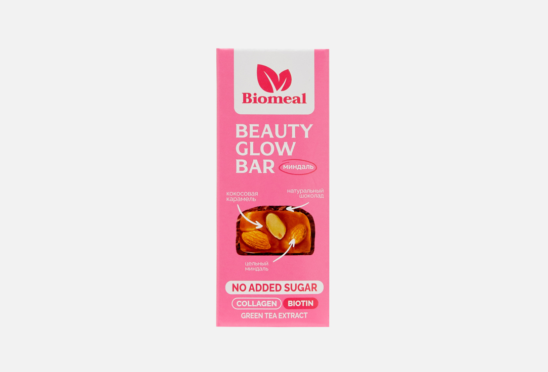 Изображение товара шоколадный батончик Biomeal BEAUTY GLOW, с кокосовой карамелью и миндалём