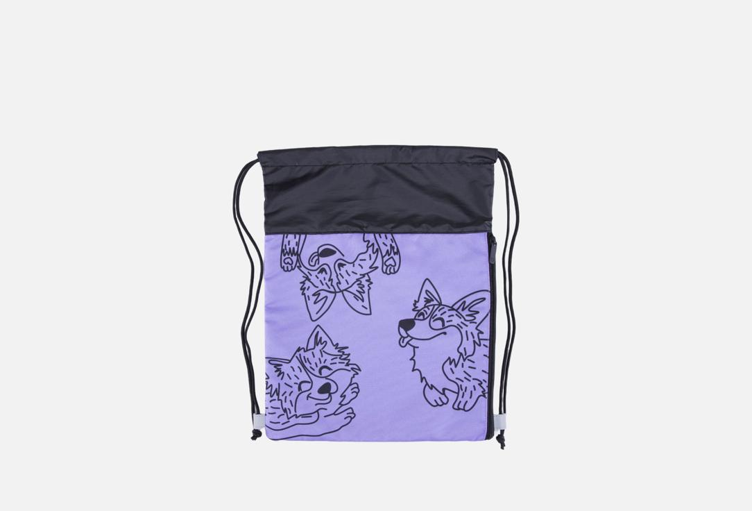 Изображение товара Мешок для сменной обуви Котофей фиолетовый с рисунком для детей на шнурке
