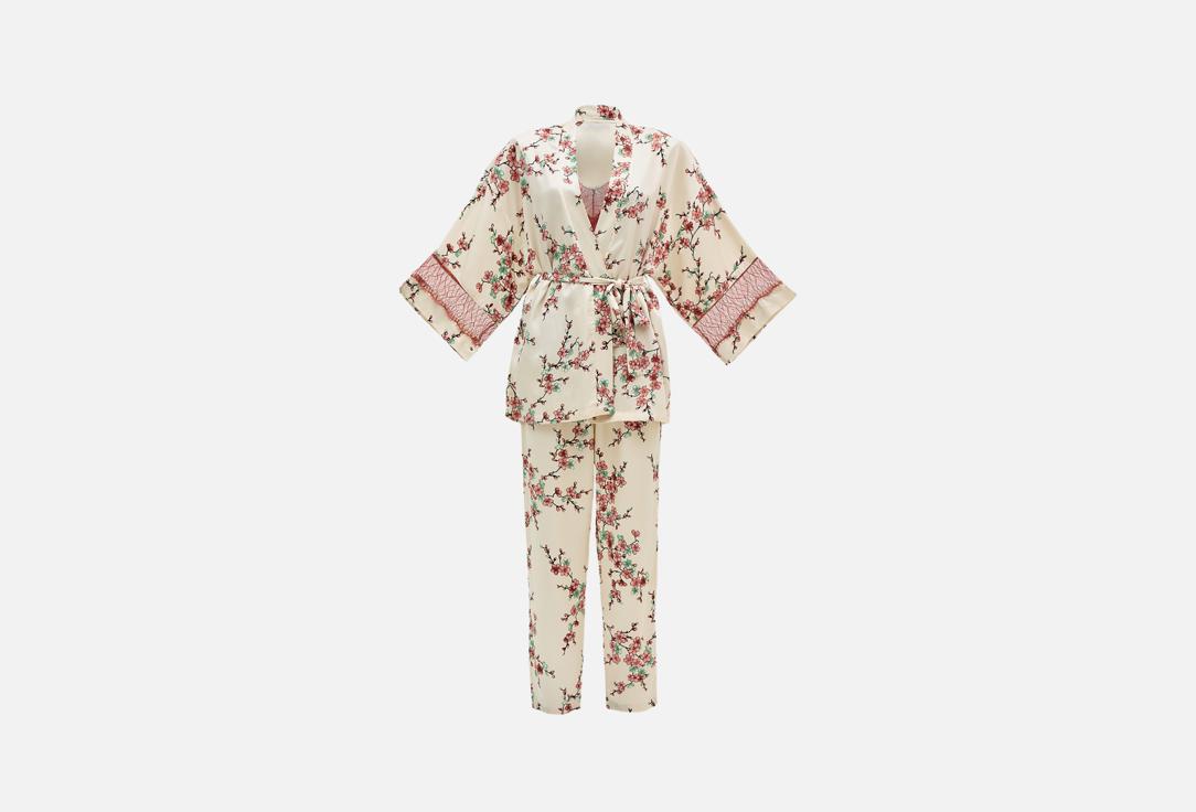 Изображение товара Пижама Feromonsha Sakura из вискозы женская с коралловым дизайном и поясом