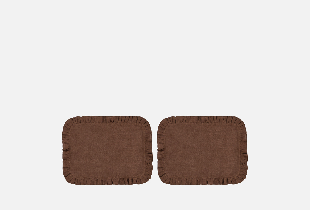 Изображение товара Набор льняных салфеток LenJuLen с рюшами, Шоколад 35x45