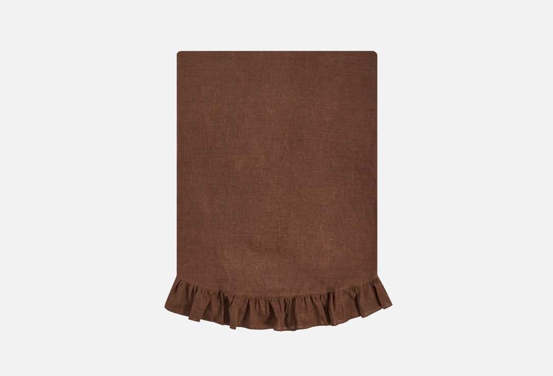 Изображение товара Льняная скатерть круглая LenJuLen с рюшами, Шоколад 150х150