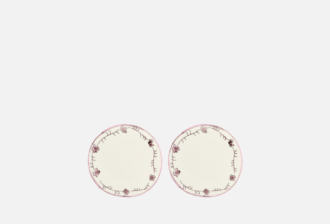 Изображение товара Комплект тарелок для десерта Serax MIDNIGHT FLOWERS, D16 см, белый, рисунок