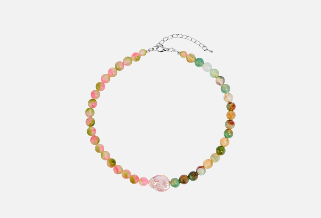 Изображение товара Ожерелье Logvie Розовое к зеленому из халцедона и жемчуга