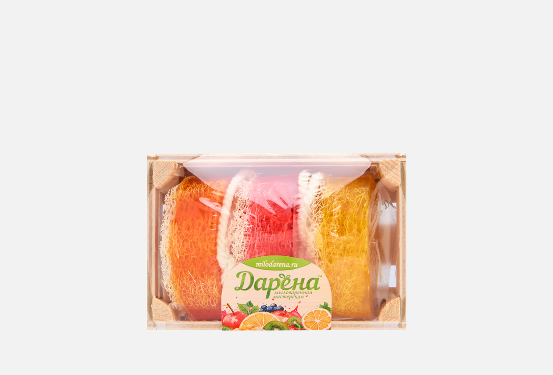 

Набор мыла с люфой ДАРЁНА, №1 лимон, малина, мандарин 3 шт