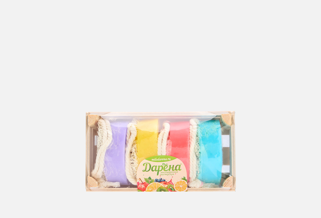 

Набор мыла с люфой ДАРЁНА, №3 смородина, манго, клубника, дыня 4 шт