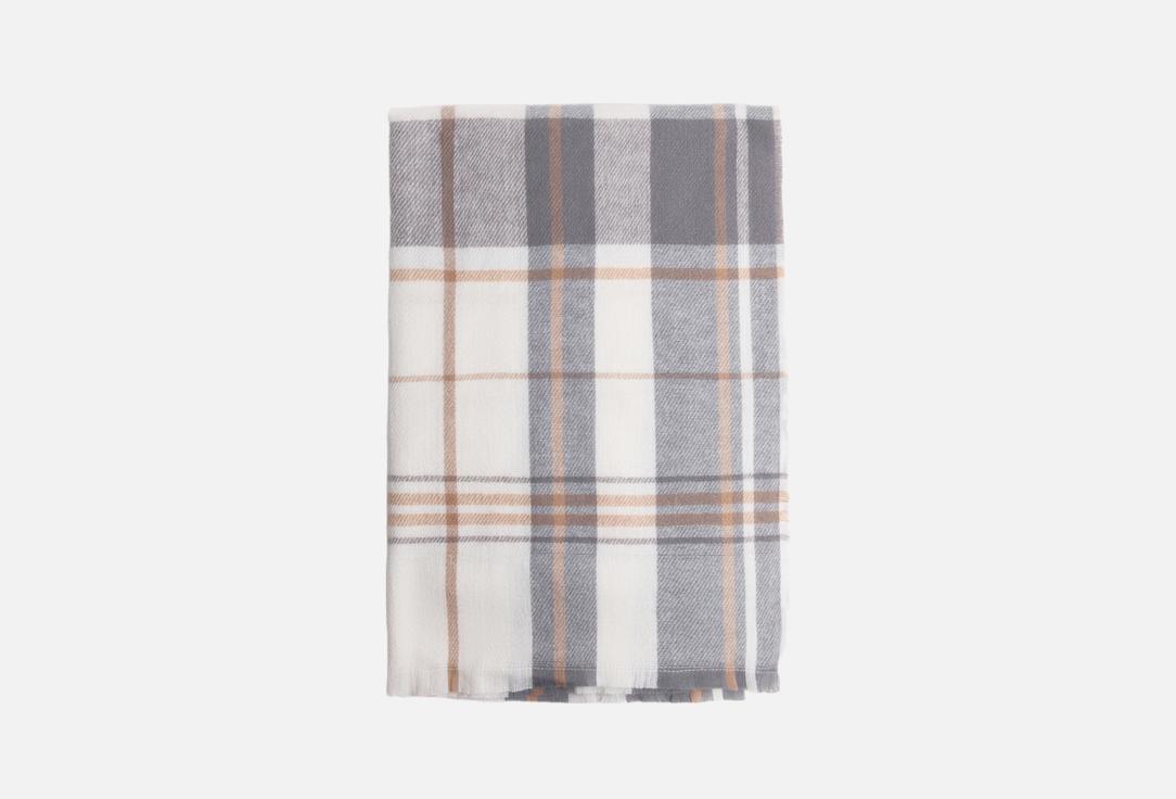 Изображение товара Женский шарф-палантин Befree серо-бежевый в клетку, теплый и мягкий, демисезонный