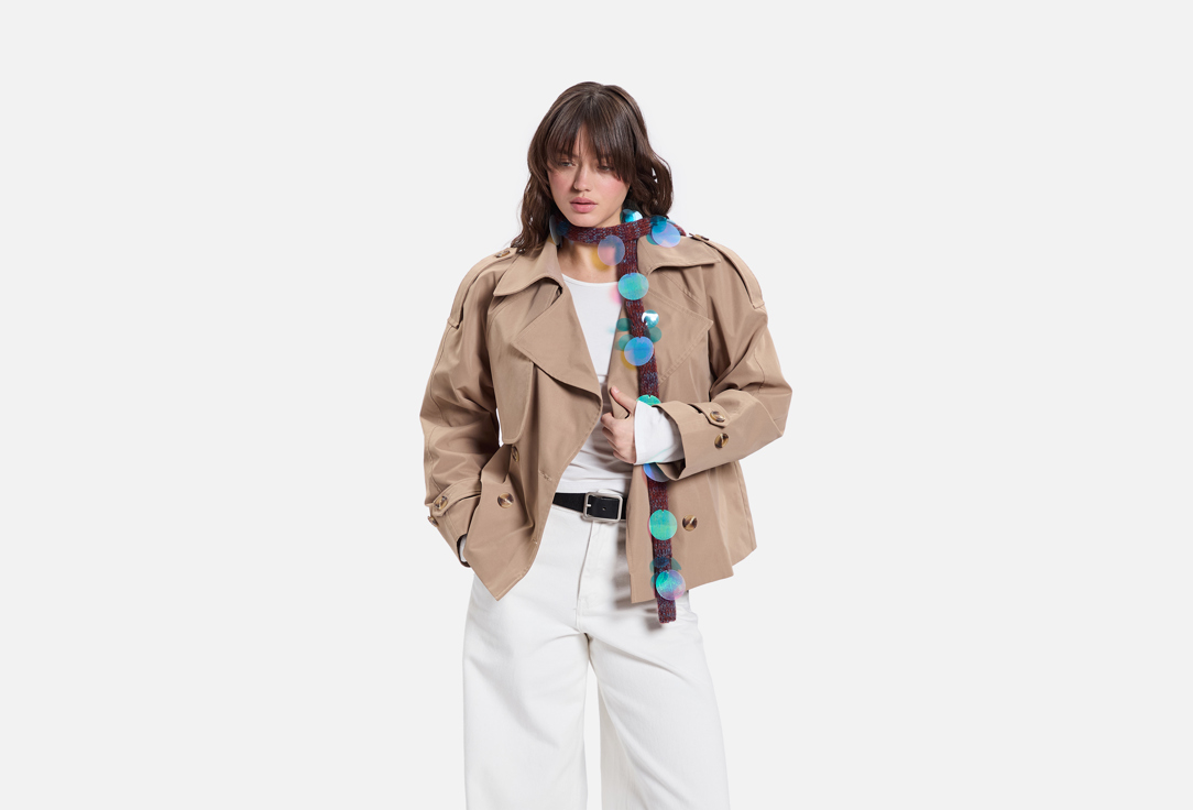 Изображение товара Коричневый шарф evgrafova из микса нитей с пайетками ручной работы