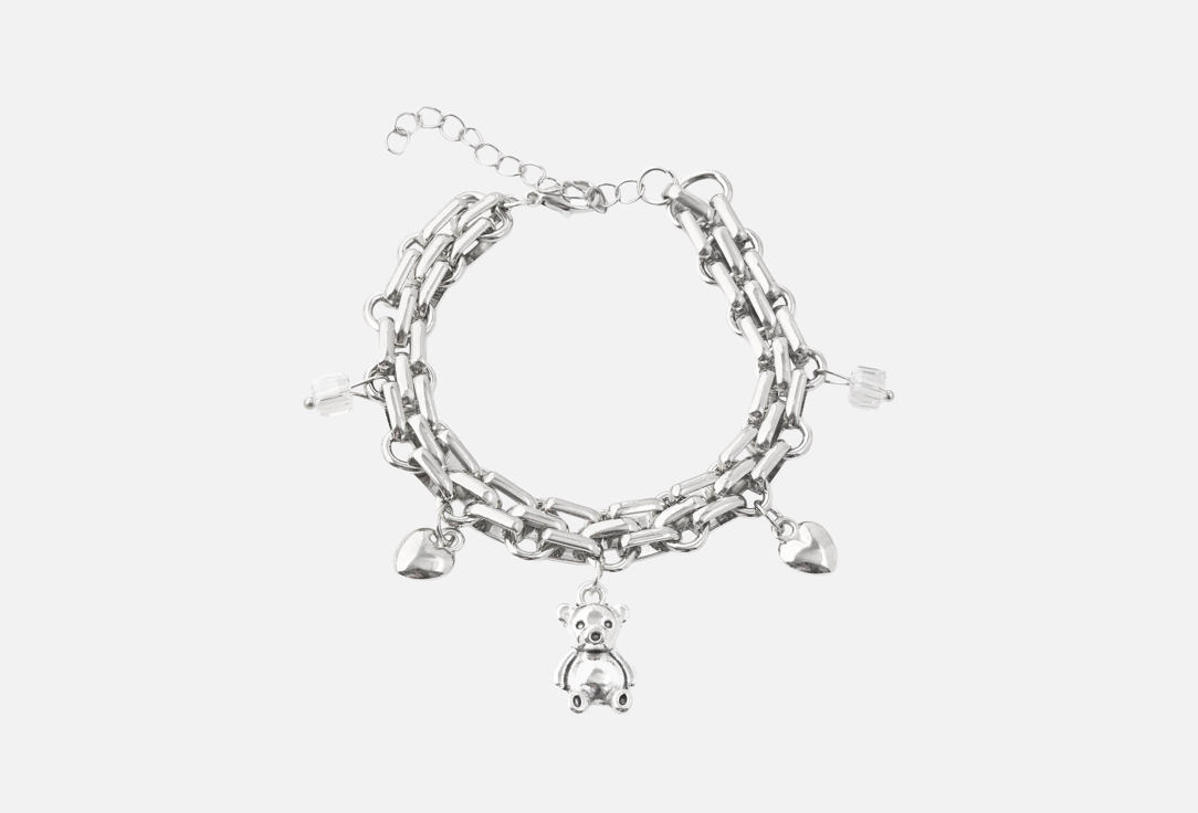 Изображение товара Браслет для женщин с подвесками и стеклянными бусинами из серебра