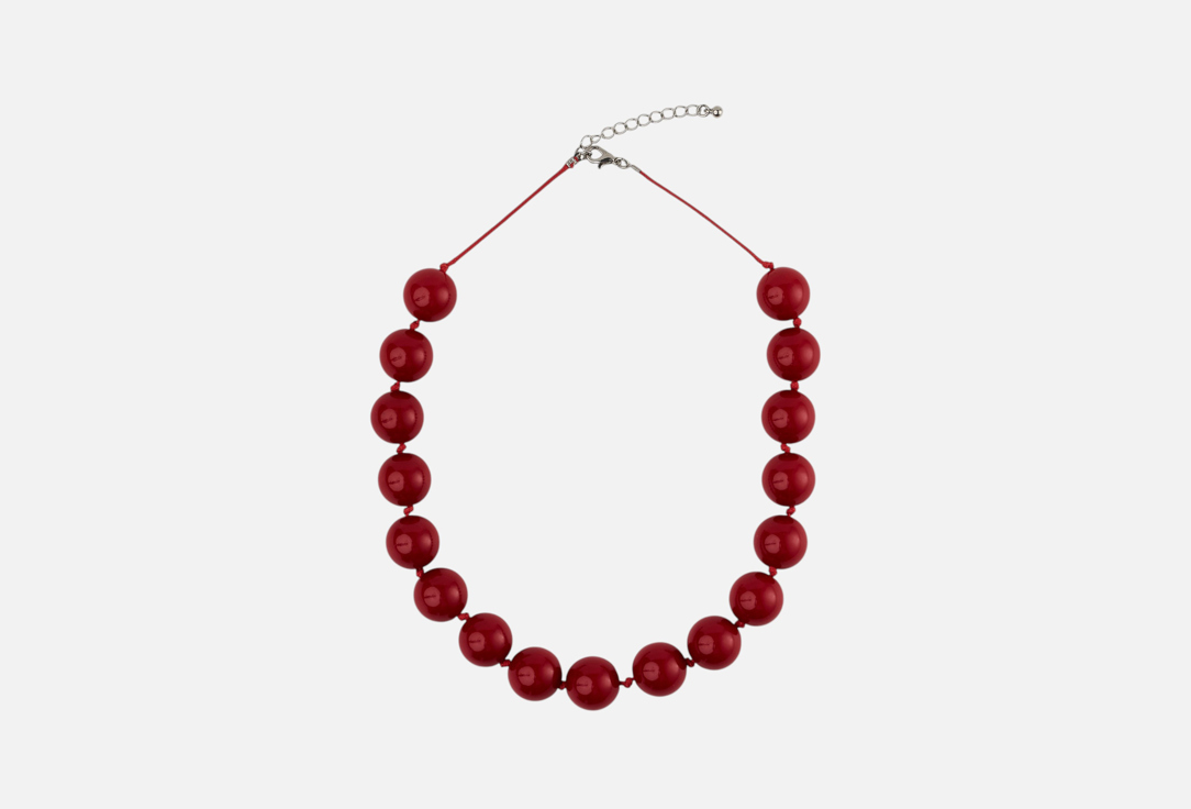 Изображение товара Красное колье-бусы из акрила и сплава на основе латуни 50 см