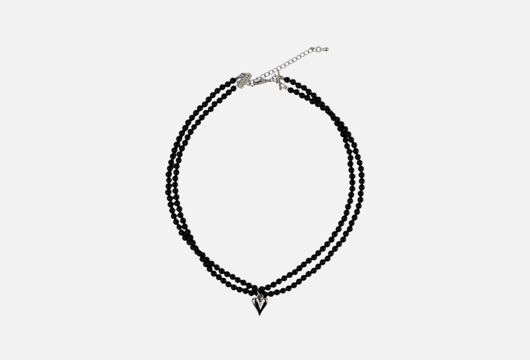 Изображение товара Колье 19.stone двойное, черный агат с сердцем