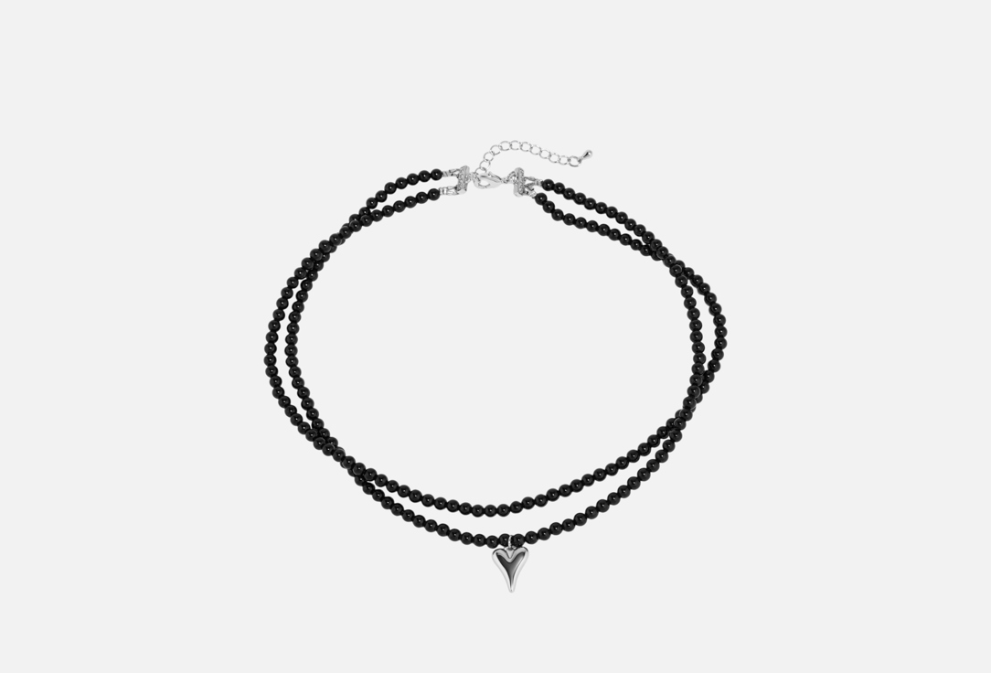 Изображение товара Колье 19.stone двойное, черный агат с сердцем