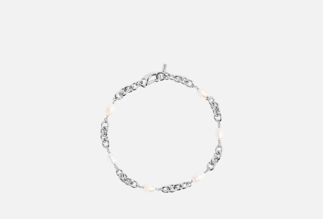 Изображение товара Стильный чокер из цепи крупного звена с натуральным жемчугом для женщин