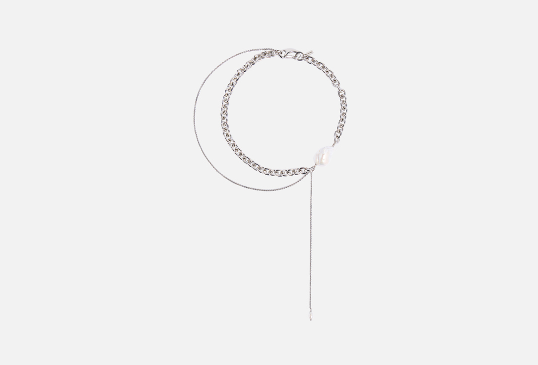 Изображение товара Стильный чокер из нержавеющей стали с барочным жемчугом для женщин 43 см