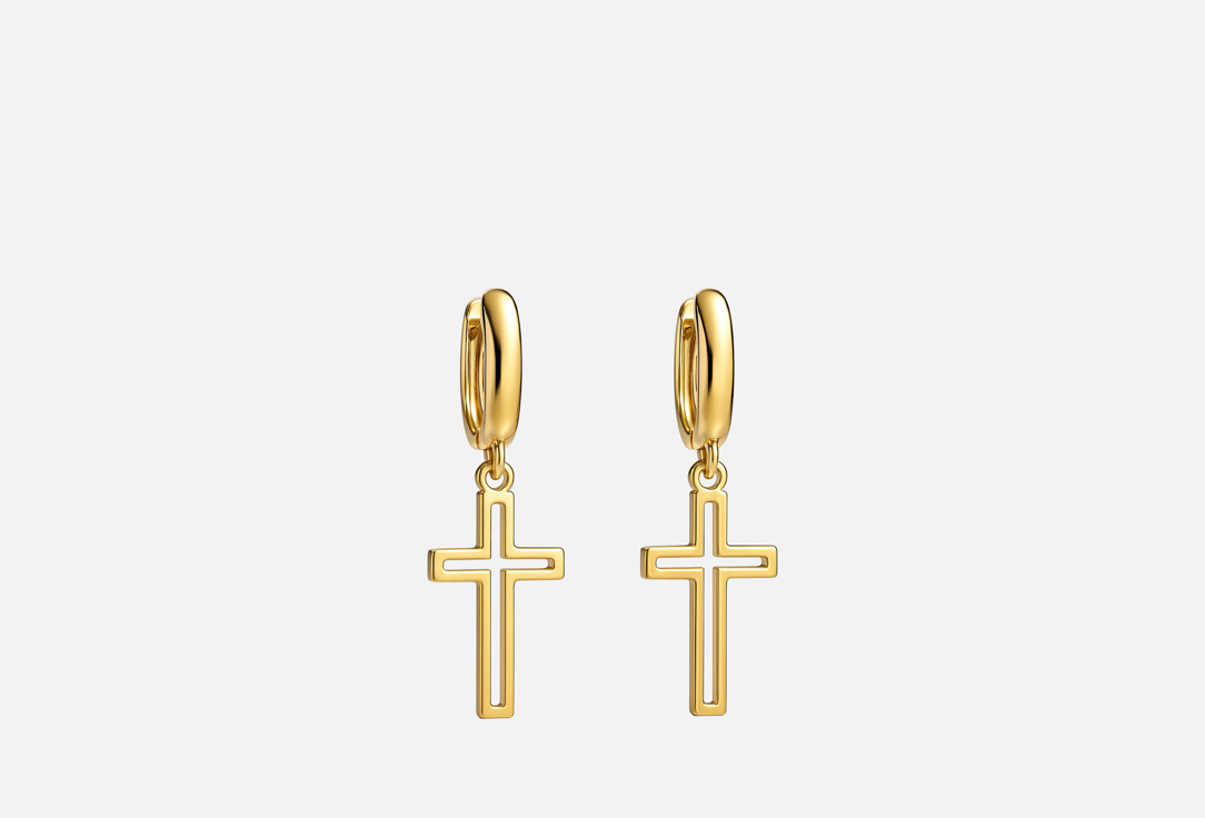 Изображение товара Серьги Бюро 13 Cross gold с крестами на английском замке для женщин