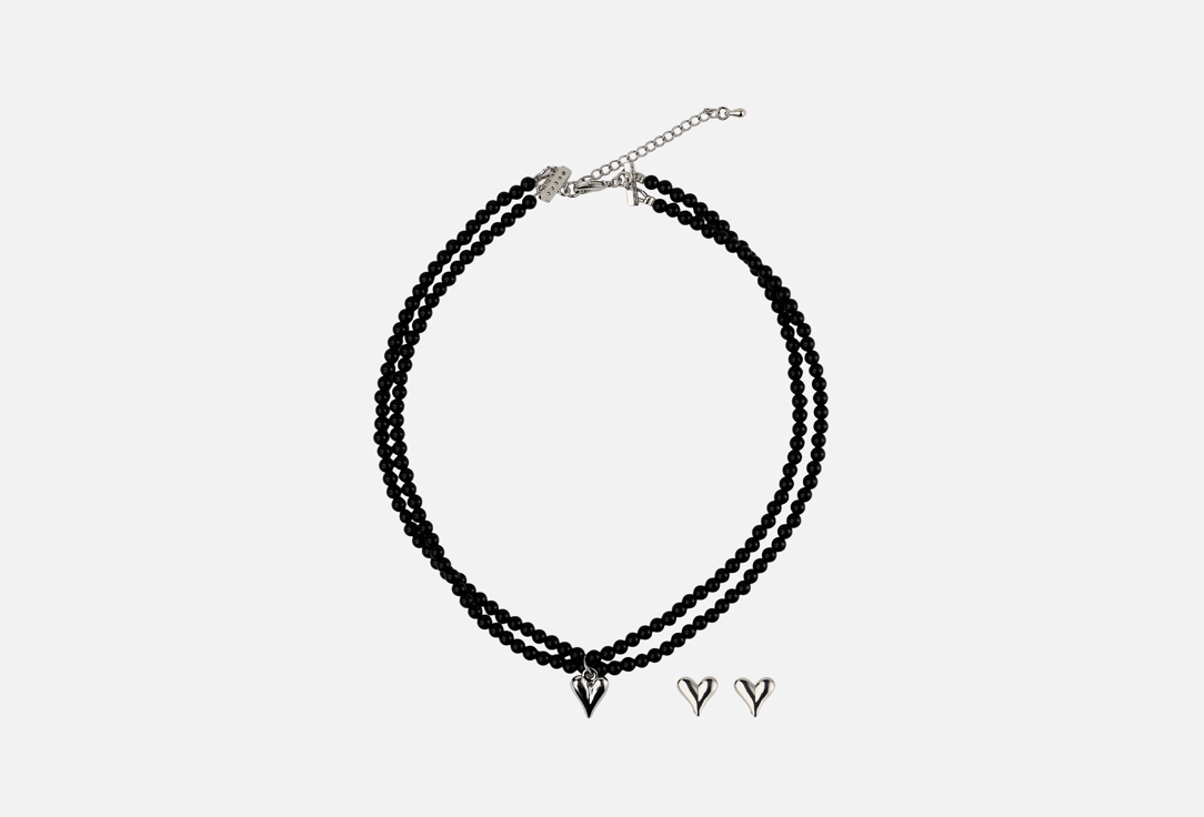 Изображение товара Набор украшений серьги и колье из черного агата 19.stone ручной работы