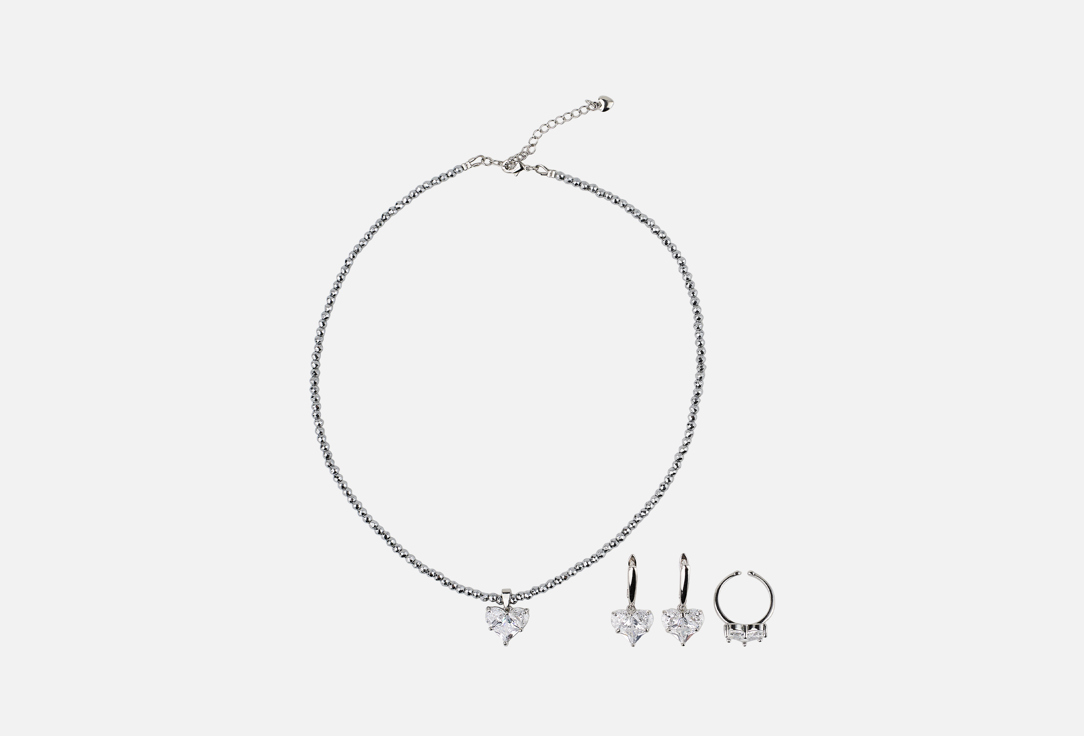 Изображение товара Набор украшений: кольцо, чокер и серьги 19.stone из гематита и кристаллов