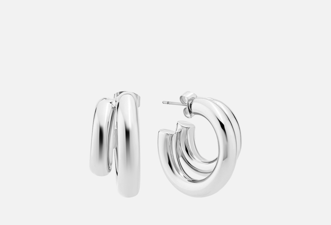 Изображение товара Серьги Aloud двойные кольца из латуни с родиевым покрытием для женщин