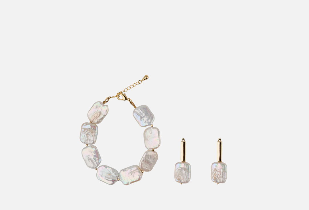 Изображение товара Набор украшений браслет и серьги барочный жемчуг позолота авторский дизайн