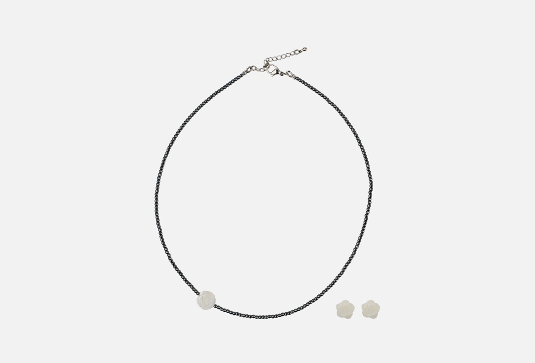 Изображение товара Набор украшений: колье и серьги 19.stone из гематита и перламутра роза