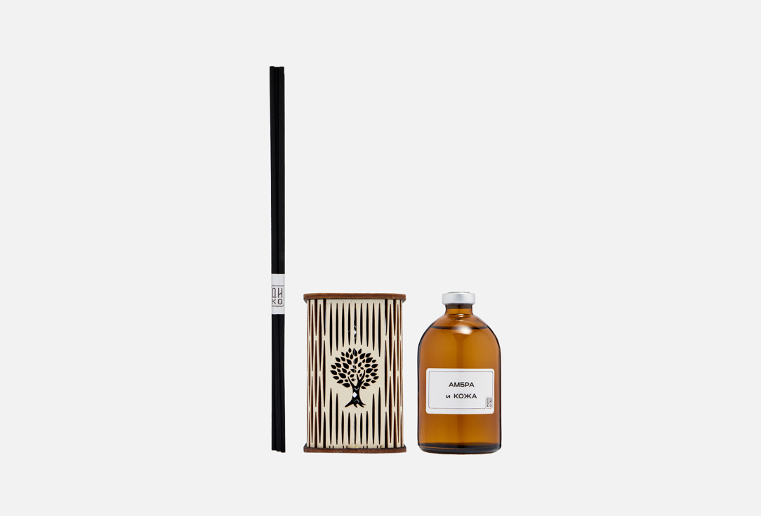 Изображение товара Ароматический диффузор ДИко Амбра и Кожа в подарочном футляре из дерева 100 мл