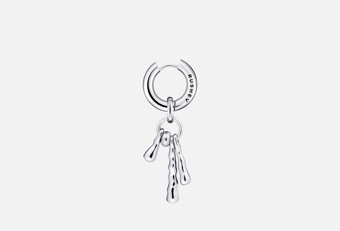 Изображение товара Минималистичная моносерьга RUSHEV WAVE TASSEL из латуни с покрытием родий