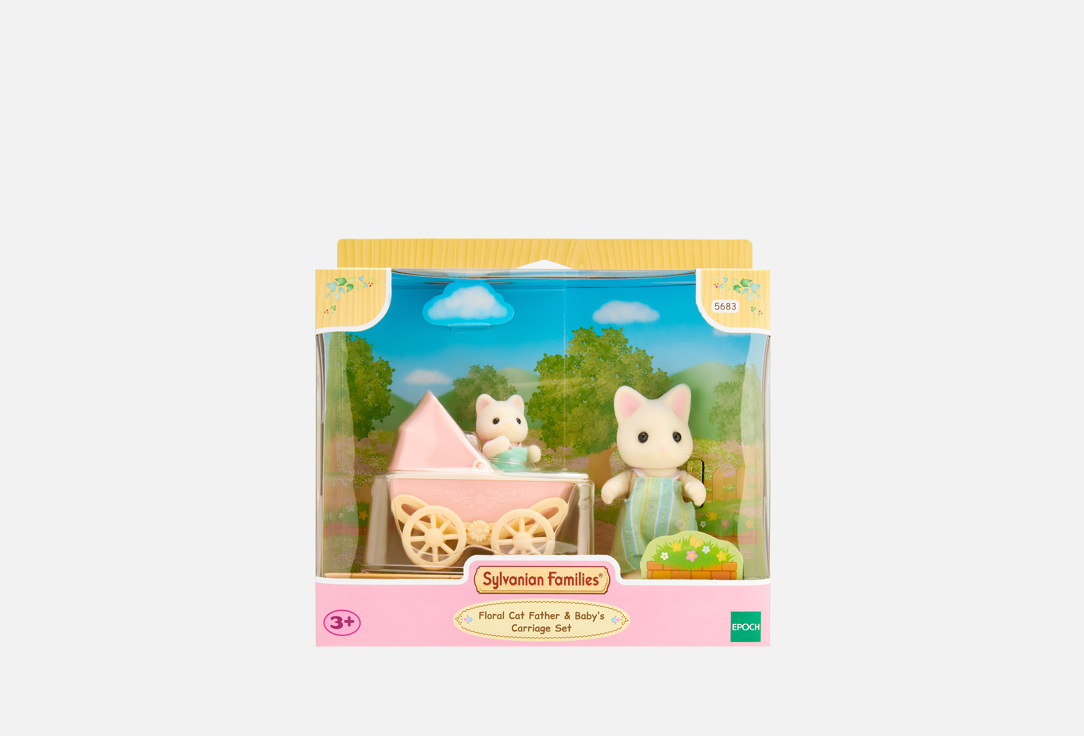 Изображение товара Игровой набор Sylvanian Families Цветочные котики – папа и малыш в коляске