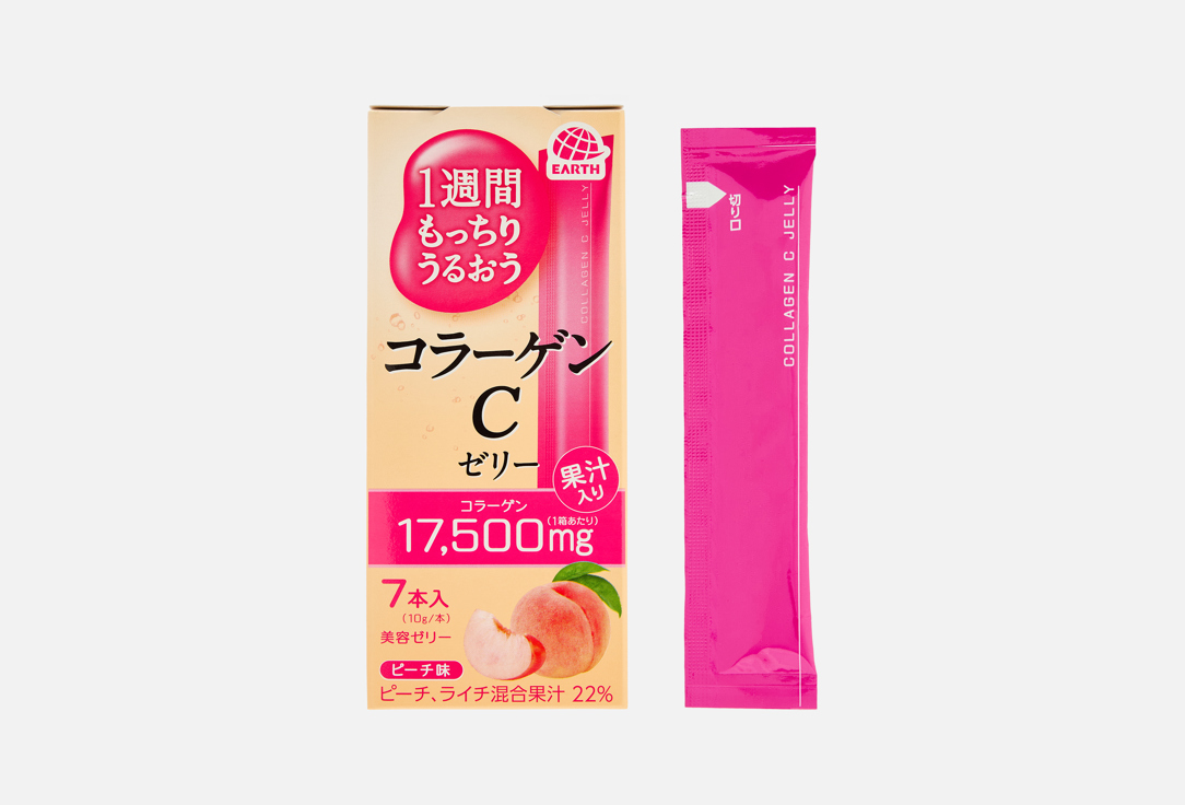 Изображение товара коллаген и витамин C Earth желе со вкусом персика в стиках
