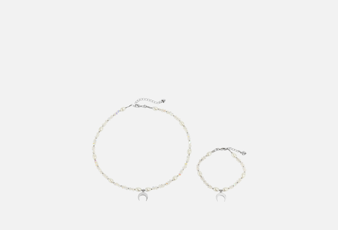 Изображение товара Элегантный набор украшений колье и браслет Silvara Pure Crescent для женщин