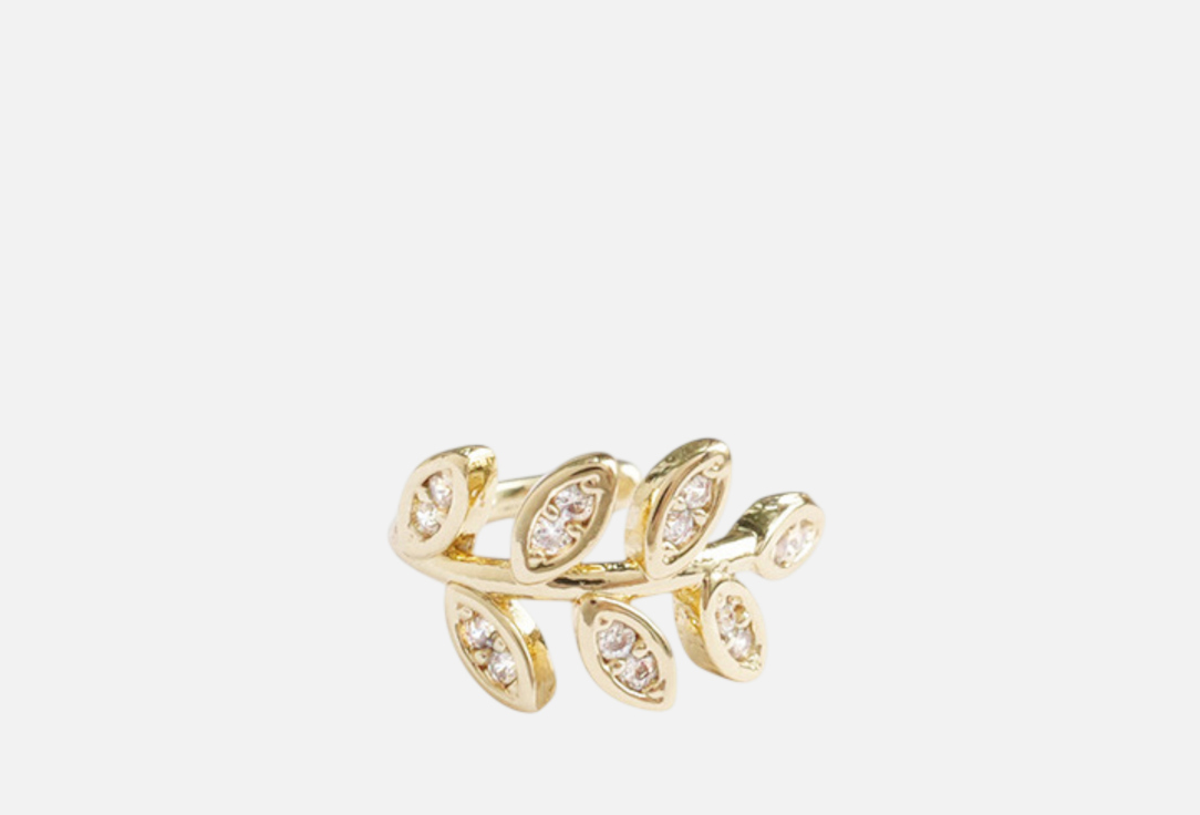 Изображение товара Золотистый кафф в форме листика с стразами для женщин, регулируемый