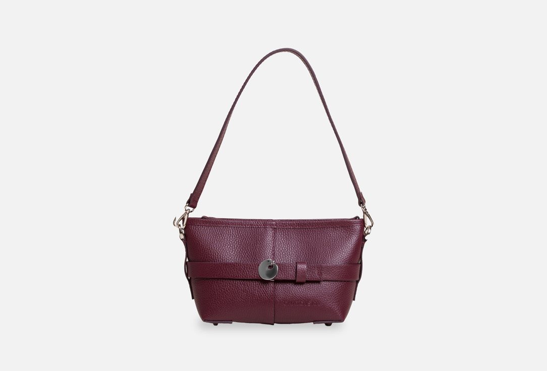 Изображение товара кожаная сумка на плечо Gnatovska бордовая