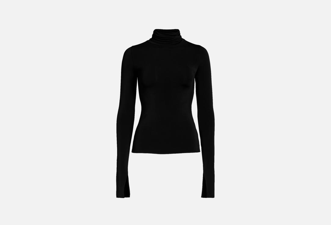 Изображение товара Черная женская водолазка ALZA из трикотажа масло, размер 40