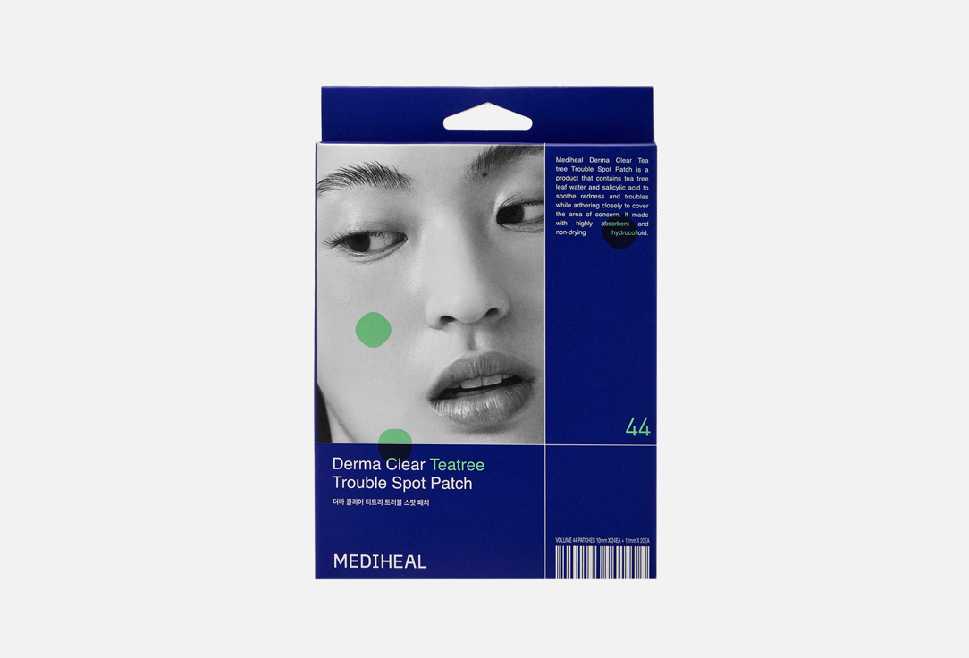 

Набор точечных патчей от прыщей MEDIHEAL, Derma Clear Teatree Trouble Spot 44 шт