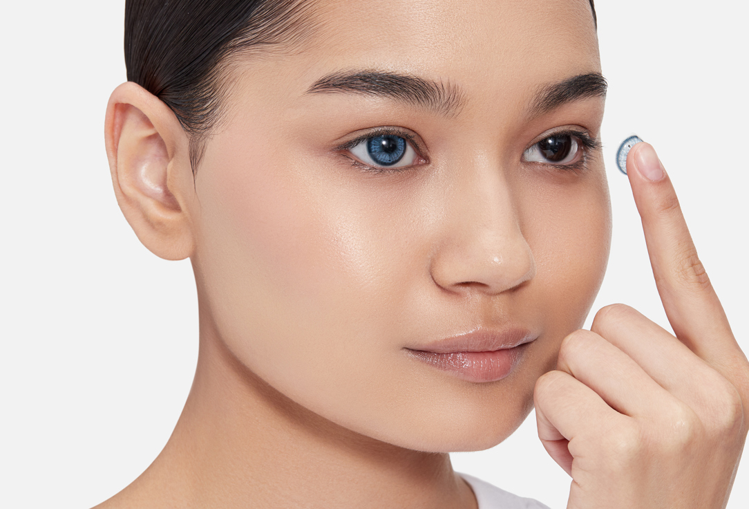 Изображение товара Цветные контактные линзы ZUMMY natural Blue 12 месяцев гиперувлажнение безопасные