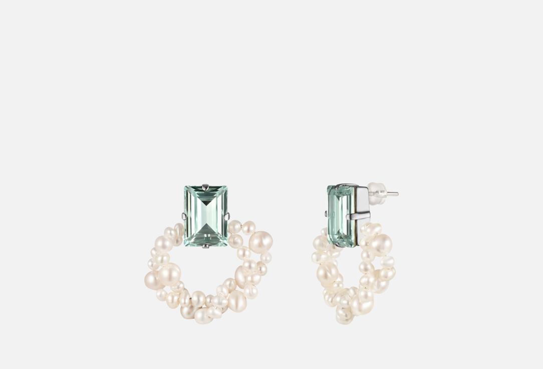 

Серьги PHENOMENAL STUDIO, Step Cut Pearl Azure Rhodium 2 шт