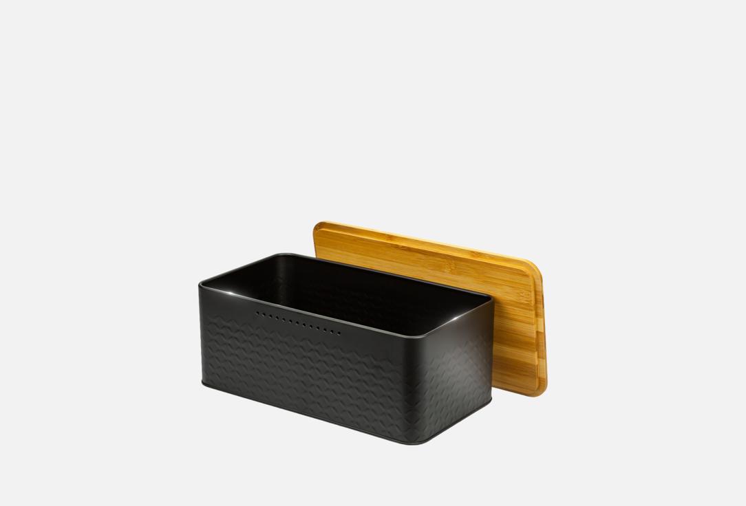 

Хлебница металлическая SOLMAX, Черный, С бамбуковой крышкой, черная 1 шт