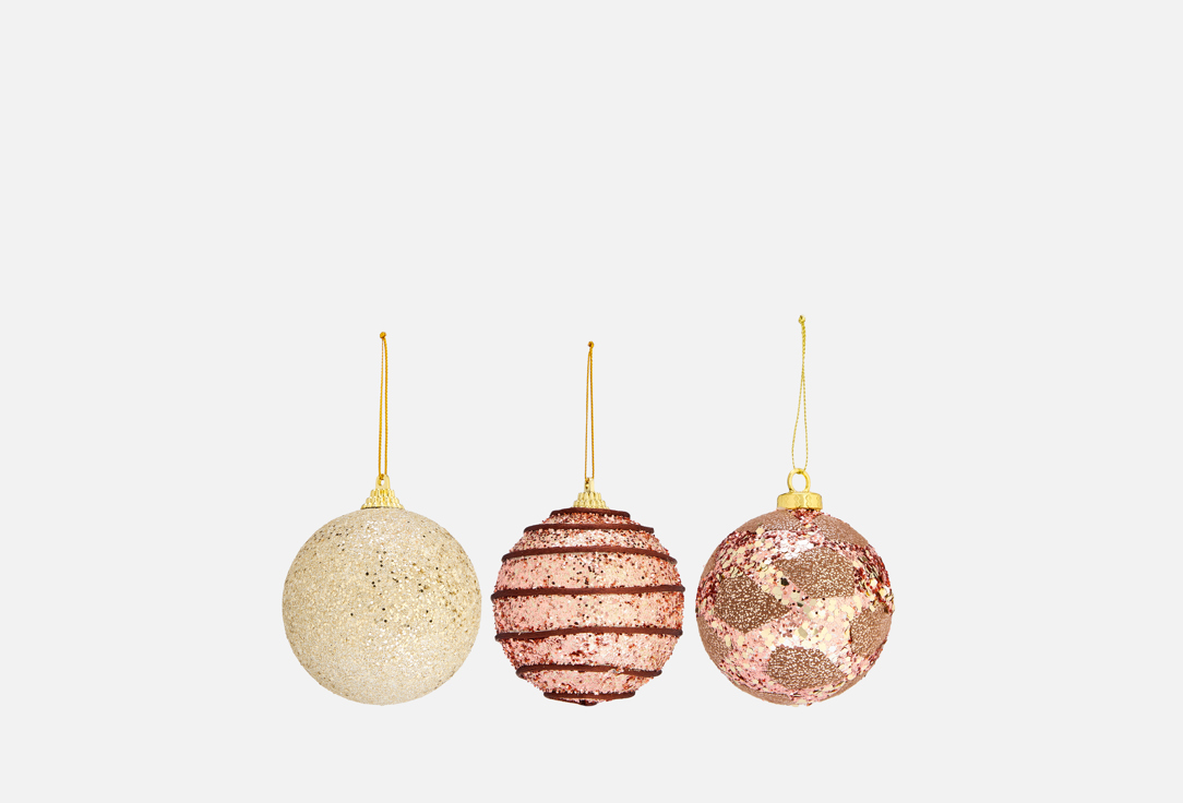 

Набор шаров B&H, Мультиколор, Узоры с блёстками, мульти 3 шт