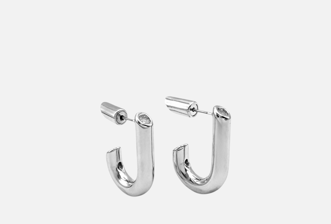 Изображение товара Женские серьги J-образной формы в стиле Old Money покрытые серебром 2 см