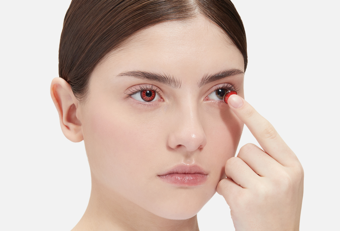 Изображение товара Цветные карнавальные контактные линзы Santa Muerte Red 14,5 мм