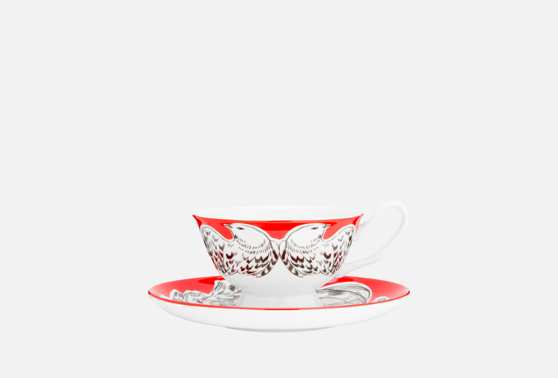 Изображение товара Чайная пара Хохлома х Алена Ахмадуллина Перья на красном
