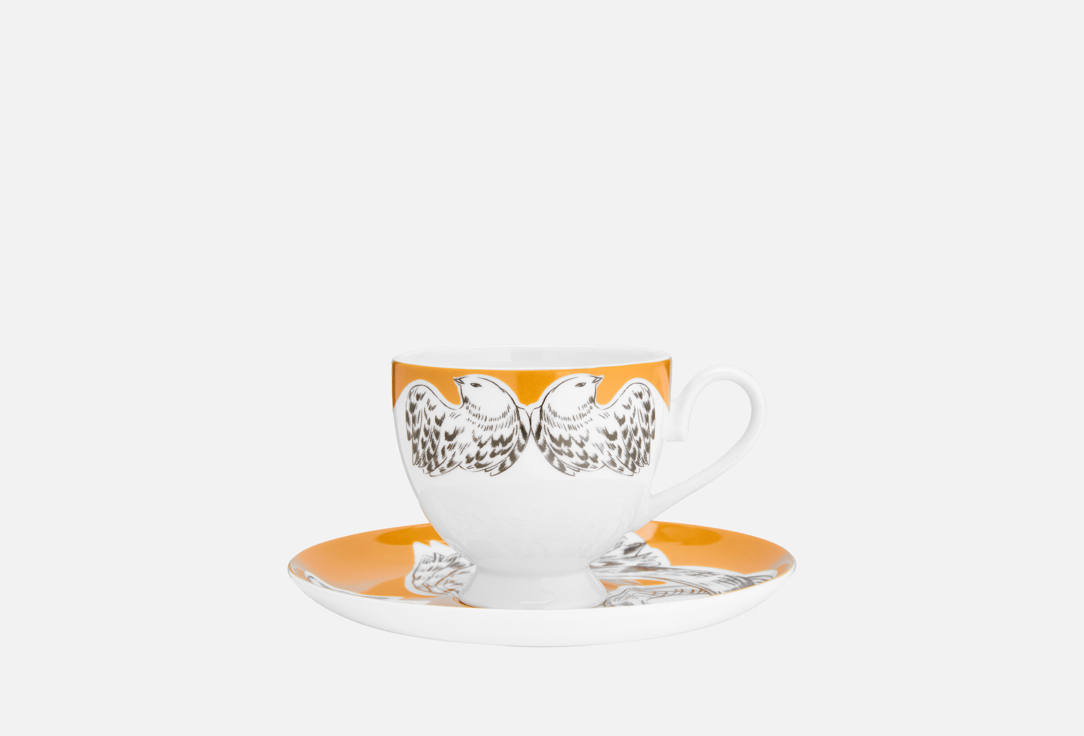 

Кофейная пара ХОХЛОМА Х АЛЕНА АХМАДУЛЛИНА, Принт, Перья на золотом 1 пар