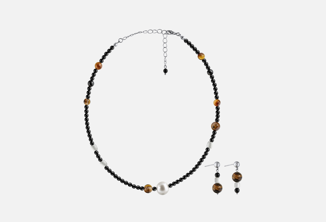 

Набор украшений KOSHIKA, С агатом, тигровым глазом и жемчугом 3 шт