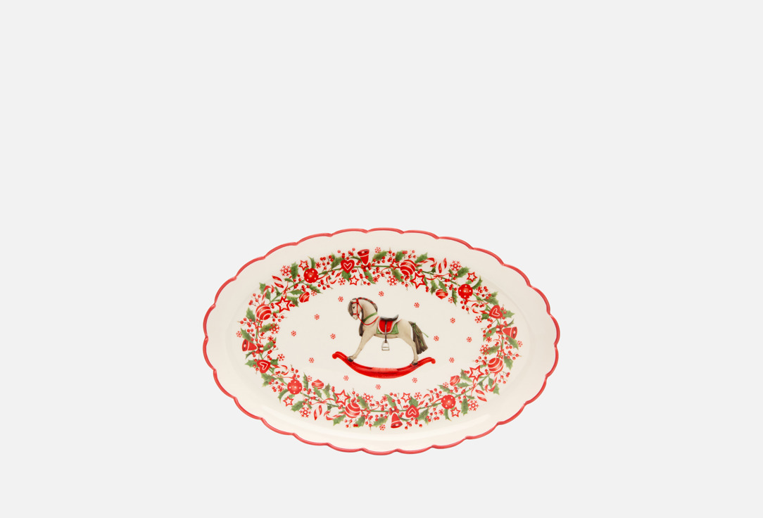 

Блюдо овальное MYATASHOP, Принт, Christmas Traditions, 32см 32 см