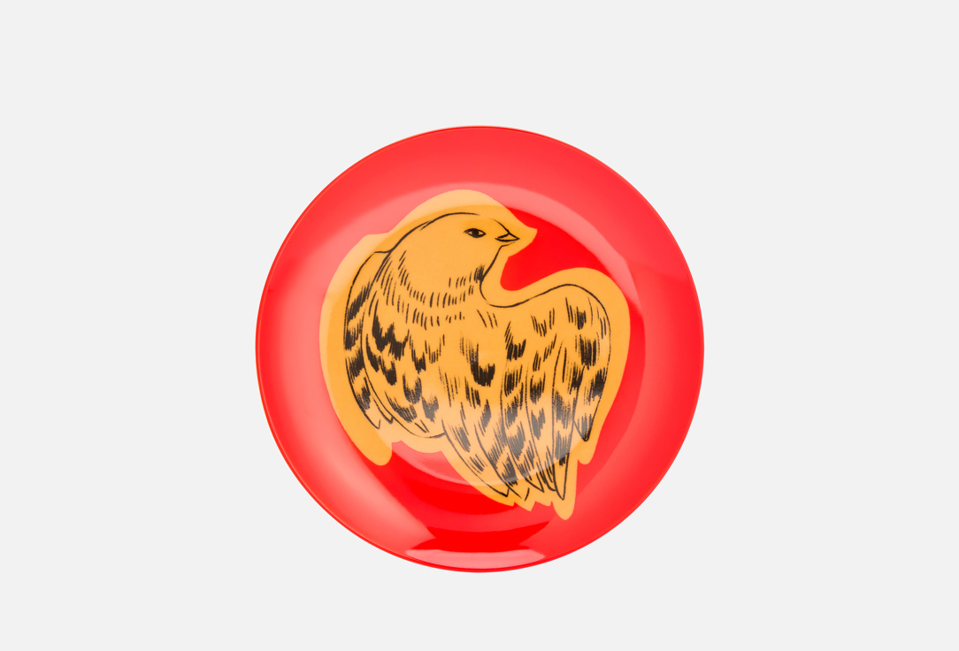 Изображение товара Пирожковая тарелка Золотые перья на красном 19 см Хохлома КНР