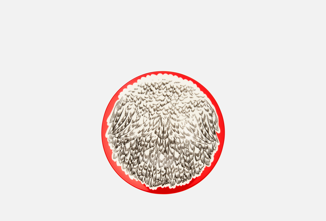 Изображение товара Тарелка обеденная Хохлома х Алена Ахмадуллина Перья на красном 26 см