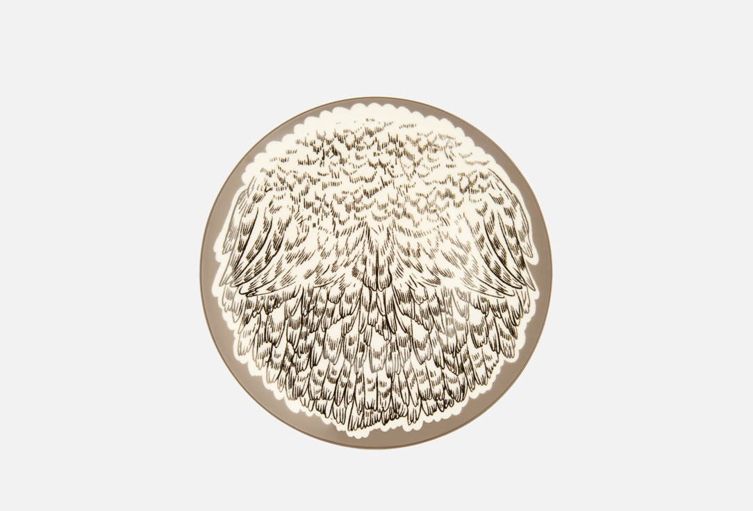 Изображение товара Тарелка обеденная Хохлома Алена Ахмадуллина Перья на сером 26 см костяной фарфор