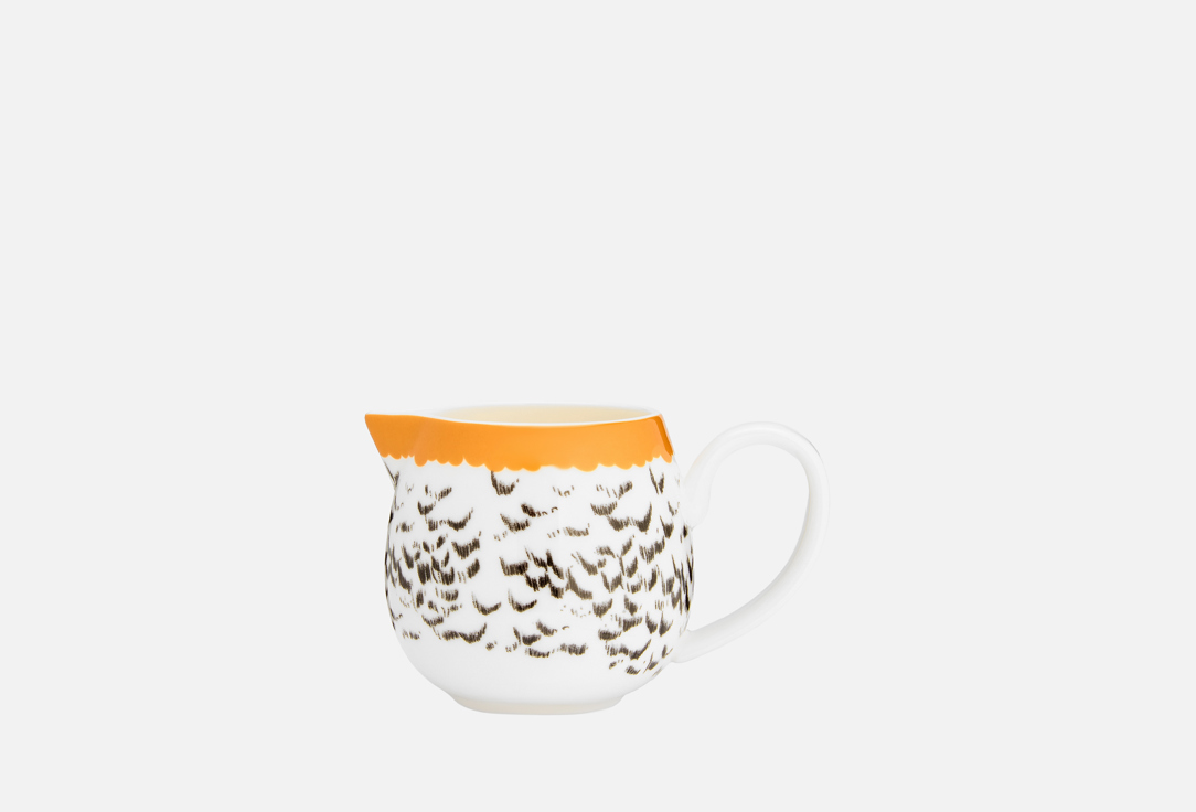 Изображение товара Молочник из костяного фарфора Хохлома с золотым орнаментом 175 мл